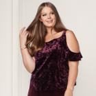 Lc Lauren Conrad Runway Collection Velvet Cold-shoulder Top - Plus Size, Women's, Size: 1xl, Dark Pink