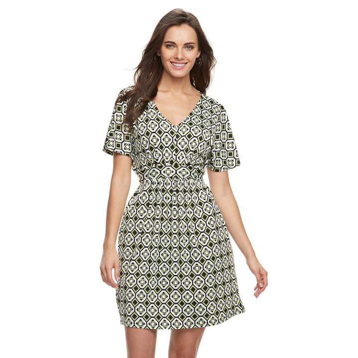 Women's Nina Leonard Geometric Fit & Flare Dress, Size: Large, Multicolor