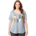 Plus Size Just My Size Graphic Scoopneck Tee, Women's, Size: 2xl, Med Grey
