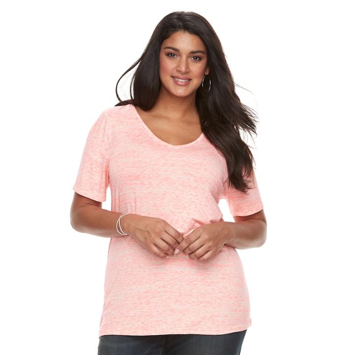 Plus Size Apt. 9&reg; Essential V-neck Tee, Women's, Size: 0x, Brt Pink
