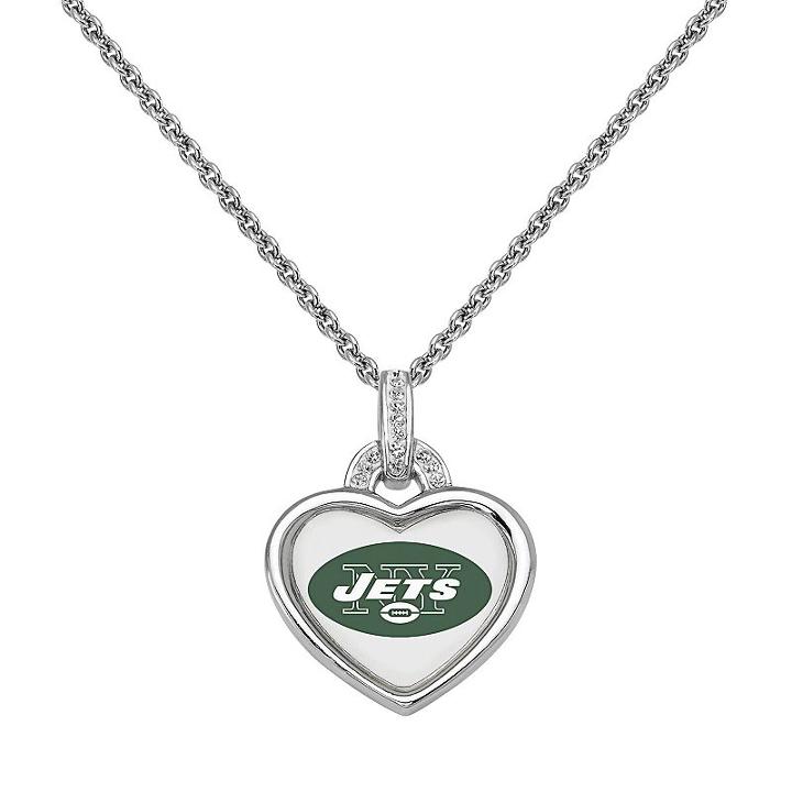 New York Jets Heart Pendant Necklace, Women's, Size: 18, White