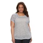 Plus Size Kate And Sam Striped Tee, Women's, Size: 2xl, Dark Blue