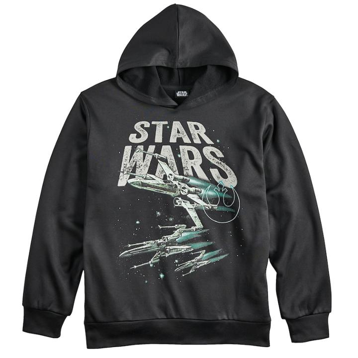 Boys 8-20 Star Wars X-wing Glow-in-the-dark Hoodie, Size: Small, Black