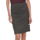 Women's Elle&trade; Polka-dot Pencil Skirt, Size: Xxl, Black
