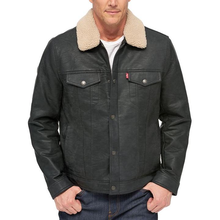 Big & Tall Levi's&reg; Sherpa-collar Trucker Jacket, Men's, Size: Xxl Tall, Black