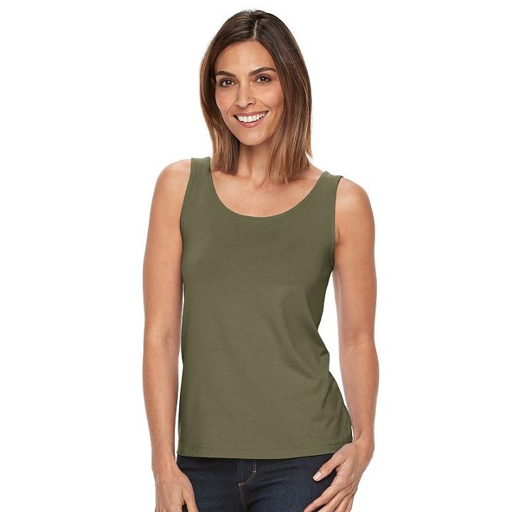 Women's Croft & Barrow&reg; Essential Scoopneck Tank, Size: Medium, Green