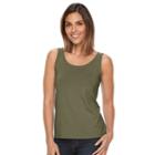 Women's Croft & Barrow&reg; Essential Scoopneck Tank, Size: Medium, Green