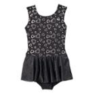 Girls 4-16 Jacques Moret Silver Hearts Tank Skirtall, Girl's, Size: Small, Black
