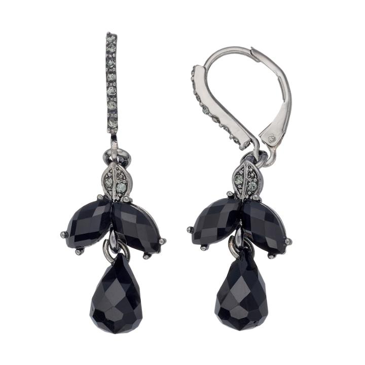 Napier Black Stone Cluster Teardrop Earrings, Women's