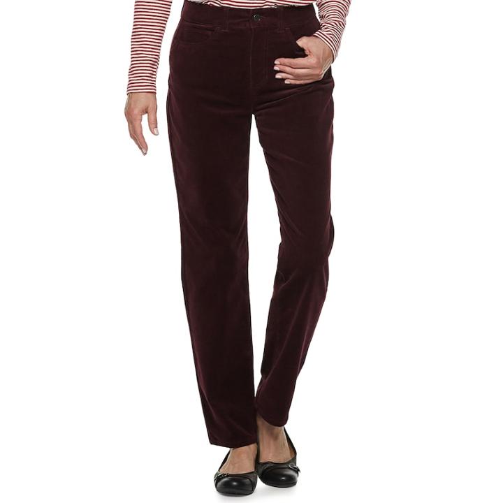Women's Croft & Barrow&reg; Comfort Waist Straight-leg Corduroy Pants, Size: 10, Drk Purple