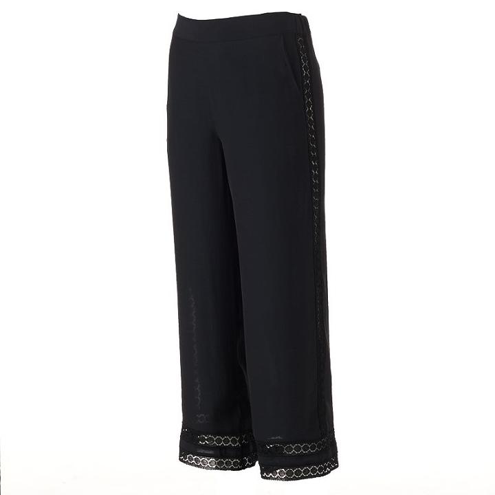 Women's Juicy Couture Crochet Soft Ankle Pants, Size: Xs, Black