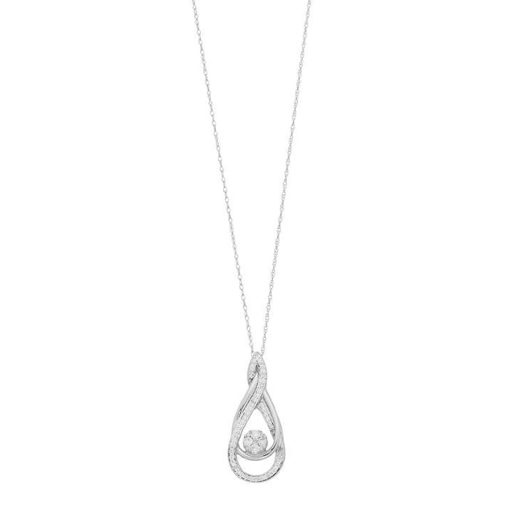 10k White Gold 1/4 Carat T.w. Diamond Twisted Pendant Necklace, Women's, Size: 18
