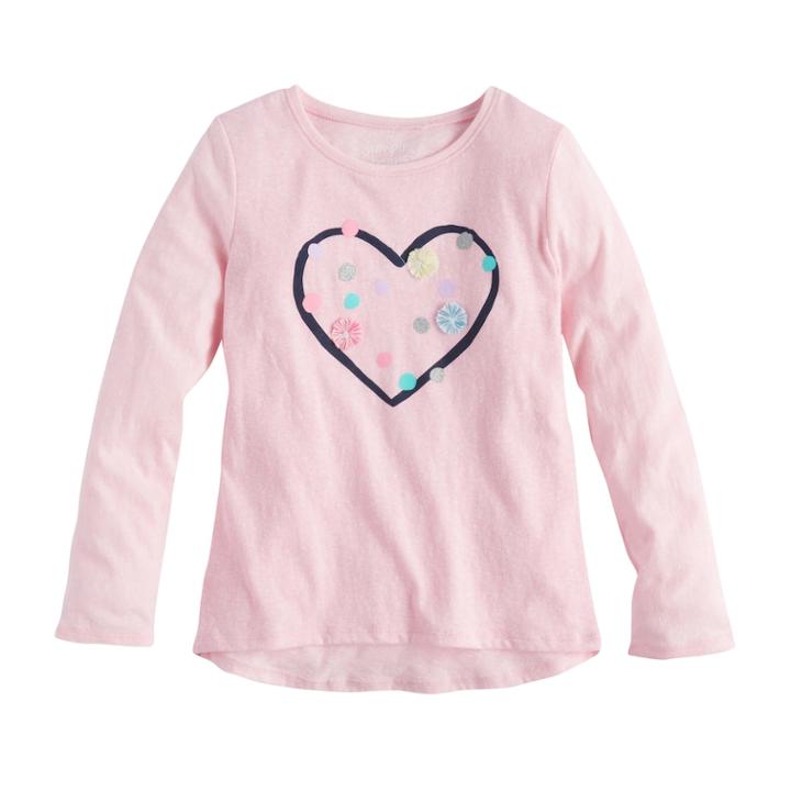 Girls 4-10 Jumping Beans&reg; Embellished Hi Low Graphic Tee, Size: 5, Brt Pink