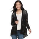 Juniors' Candie's&reg; Pointelle Cardigan, Teens, Size: Small, Black
