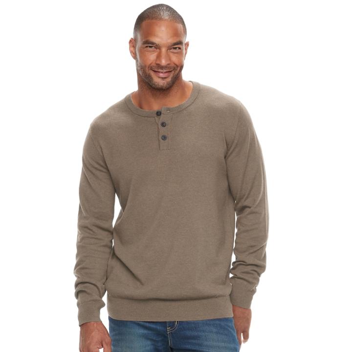 Big & Tall Sonoma Goods For Life&trade; Classic-fit Coolmax Henley, Men's, Size: Xl Tall, Med Brown