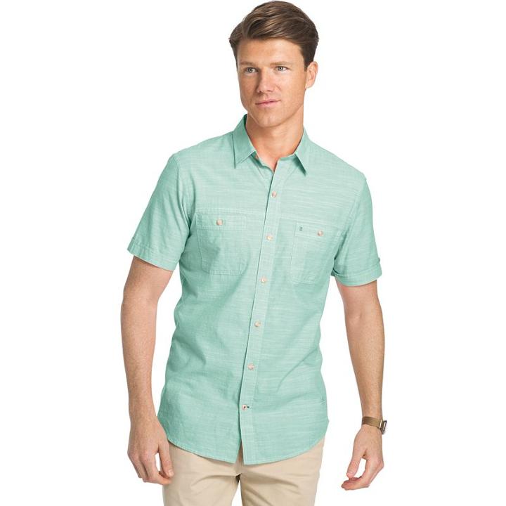 Men's Izod Dockside Classic-fit Chambray Woven Button-down Shirt, Size: Xl, Green Oth