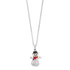Silver Plated Crystal Snowman Pendant Necklace, Women's, Size: 18, White