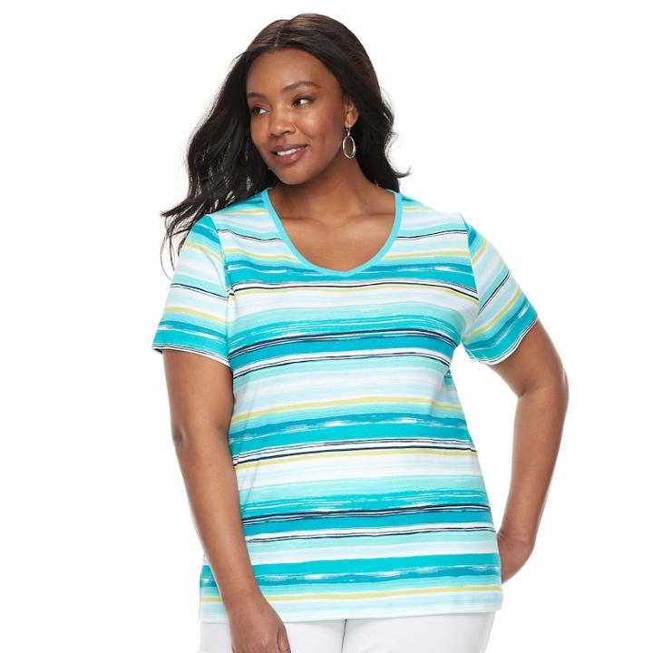 Plus Size Croft & Barrow&reg; Essential V-neck Tee, Women's, Size: 1xl, Dark Blue
