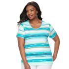 Plus Size Croft & Barrow&reg; Essential V-neck Tee, Women's, Size: 1xl, Dark Blue