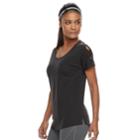 Women's Tek Gear&reg; Lattice Shoulder Short Sleeve Tee, Size: Xl, Black