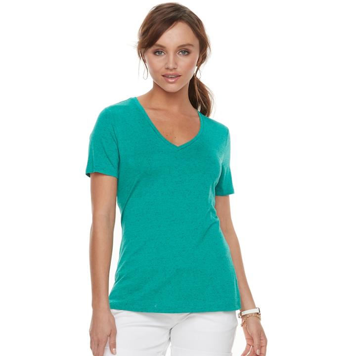 Women's Apt. 9&reg; Essential V-neck Tee, Size: Xs, Med Green