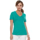 Women's Apt. 9&reg; Essential V-neck Tee, Size: Xs, Med Green