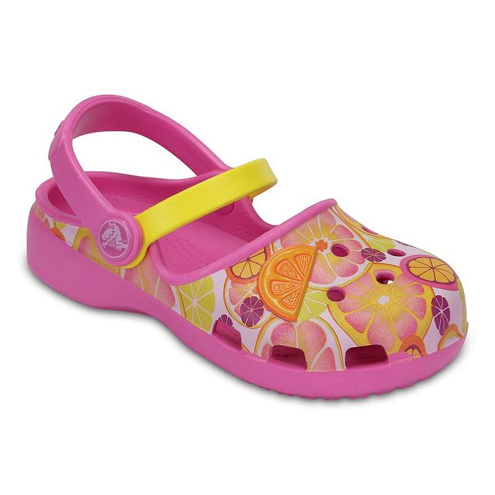 Crocs Karin Fruit Kids Clogs, Size: 9 T, Dark Pink