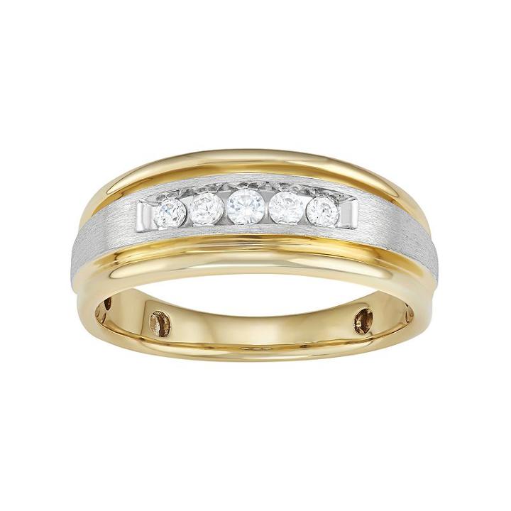 Men's Two Tone 14k Gold 1/4 Carat T.w. Diamond Wedding Band, Size: 12, White