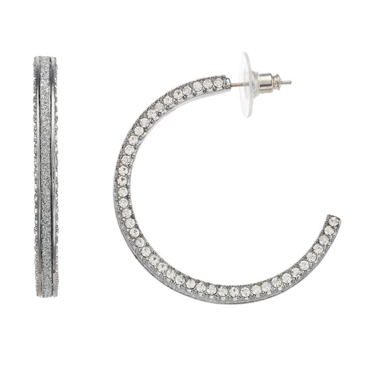 Simply Vera Vera Wang Simulated Stone Hoop Earrings, Women's, Black