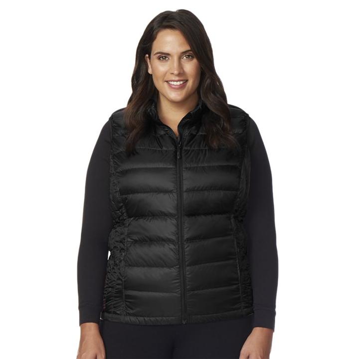 Plus Size Heat Keep Down Puffer Vest, Women's, Size: 1xl, Black