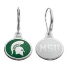 Fiora Michigan State Spartans Sterling Silver Team Logo Drop Earrings, Girl's, Green