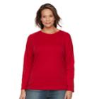 Plus Size Croft & Barrow&reg; Crewneck Long-sleeve Tee, Women's, Size: 1xl, Med Red