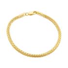 14k Gold Over Silver Foxtail Chain Bracelet - 7.5 In, Women's, Size: 7.5, Yellow