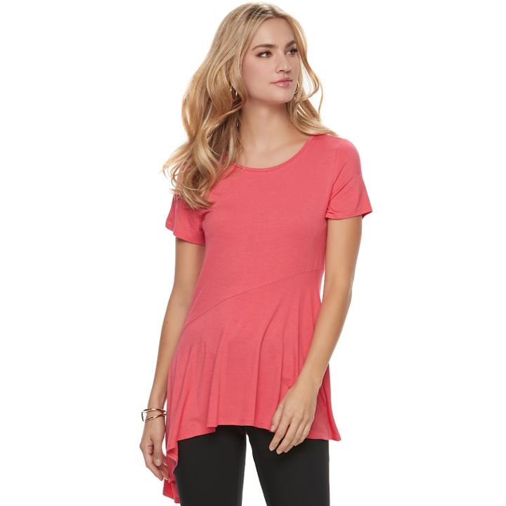 Women's Apt. 9&reg; Asymmetrical Tunic Tee, Size: Small, Med Pink
