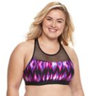 Plus Size N Ikat Mesh Bikini Top, Women's, Size: 3xl, Black