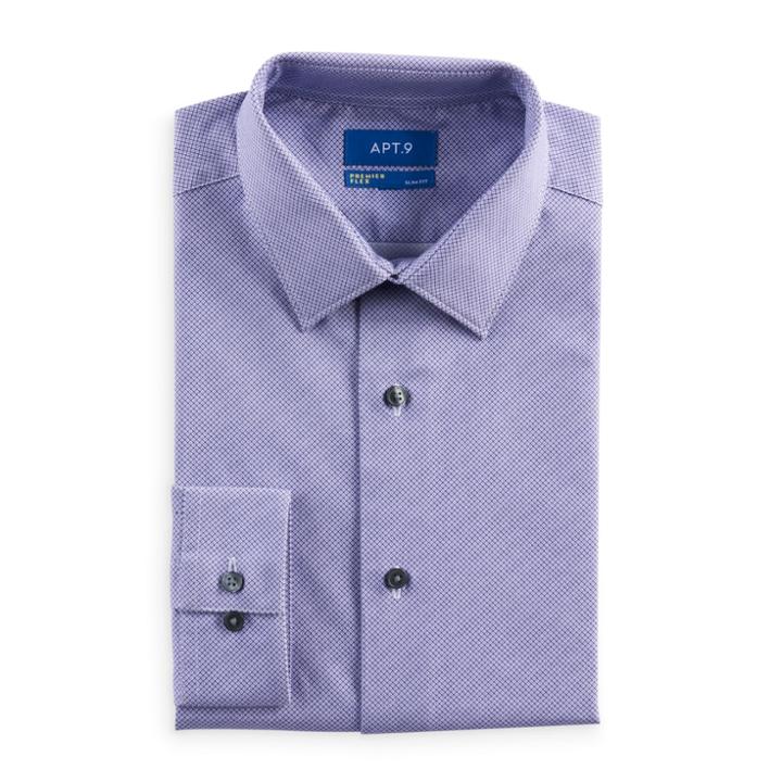 Men's Apt. 9&reg; Slim-fit Premier Flex Collar Stretch Dress Shirt, Size: 17.5-32/33, Purple