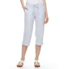 Women's Croft & Barrow&reg; Linen-blend Capris, Size: Large, Blue