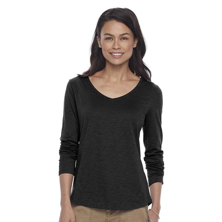 Petite Sonoma Goods For Life&trade; Essential V-neck Tee, Women's, Size: Xs Petite, Black