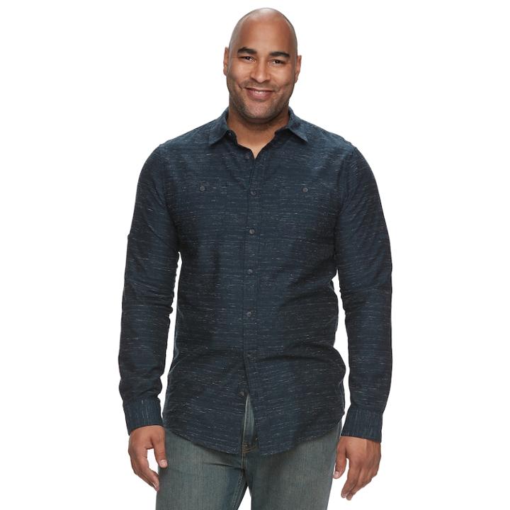 Big & Tall Urban Pipeline&reg; Awesomely Soft Regular-fit Textured Button-down Shirt, Men's, Size: 3xl Tall, Dark Blue