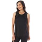 Women's Apt. 9&reg; Solid Floral Applique Tank, Size: Regular, Black