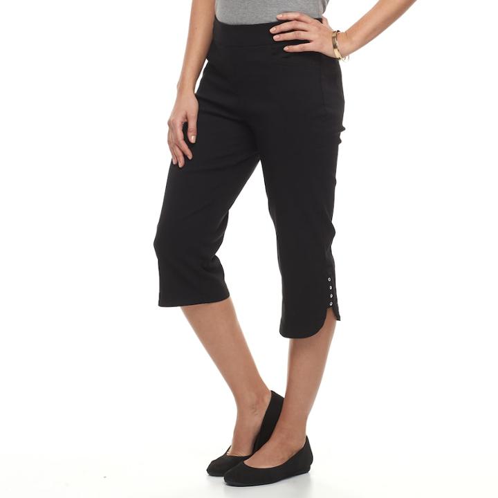 Women's Briggs Millenium Rivet-hem Capris, Size: 10, Black