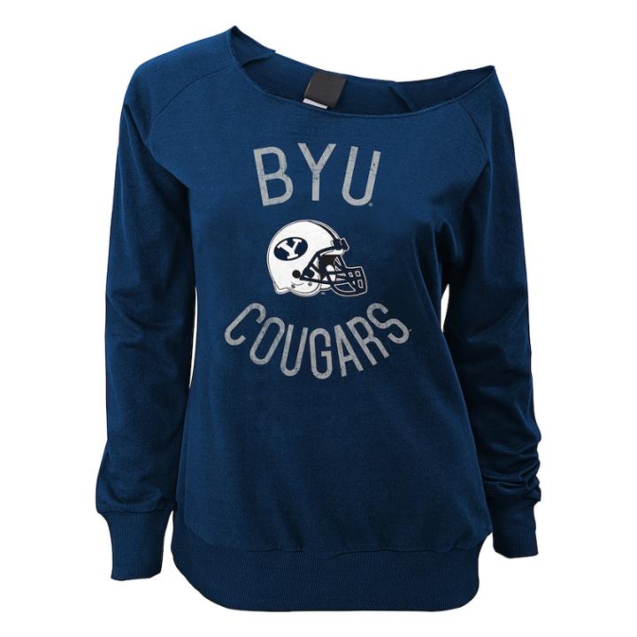 Juniors' Byu Cougars Flashdance Slouch Crewneck, Teens, Size: Xl, Dark Blue