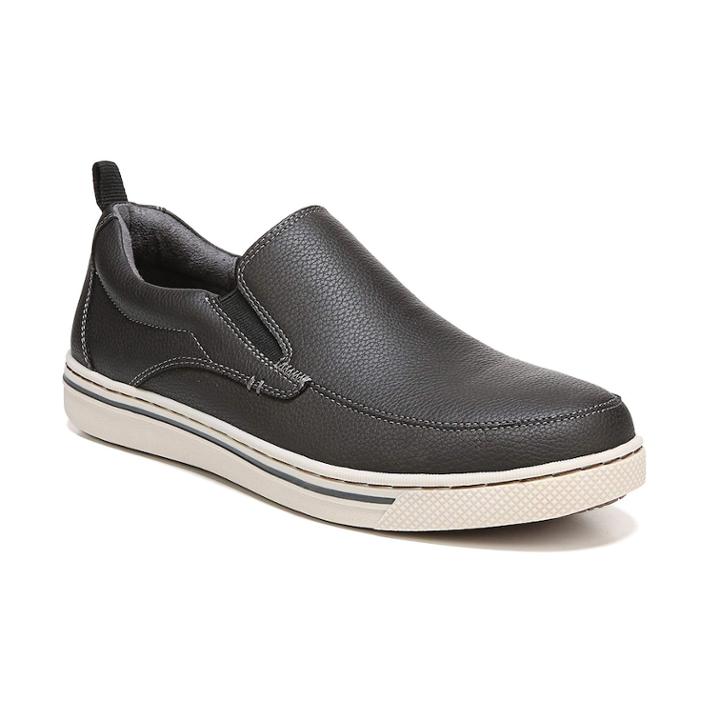 Dr. Scholl's Langham Men's Faux-leather Slip-on Sneakers, Size: Medium (10), Black