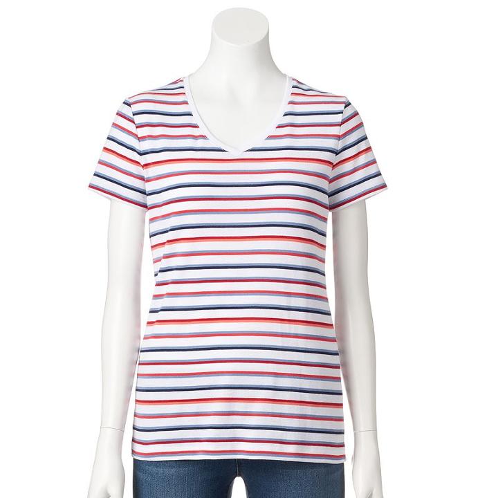 Women's Croft & Barrow&reg; Essential V-neck Tee, Size: Xl, White