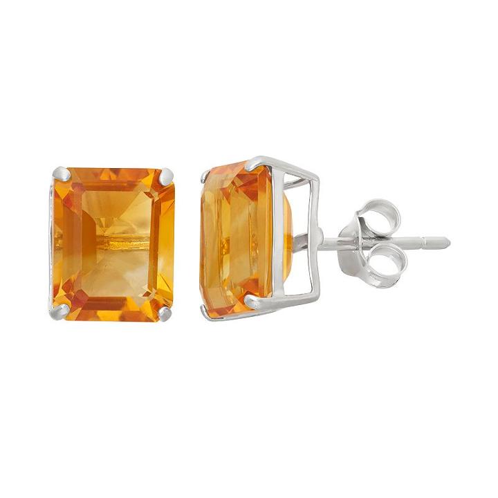 Lab-created Citrine Sterling Silver Stud Earrings, Women's, Yellow