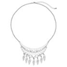 Feather Cutout Curved Bar Necklace, Women's, Silver