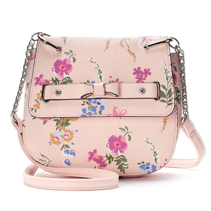 Candie's&reg; Bow Floral Saddle Bag, Women's, Light Pink