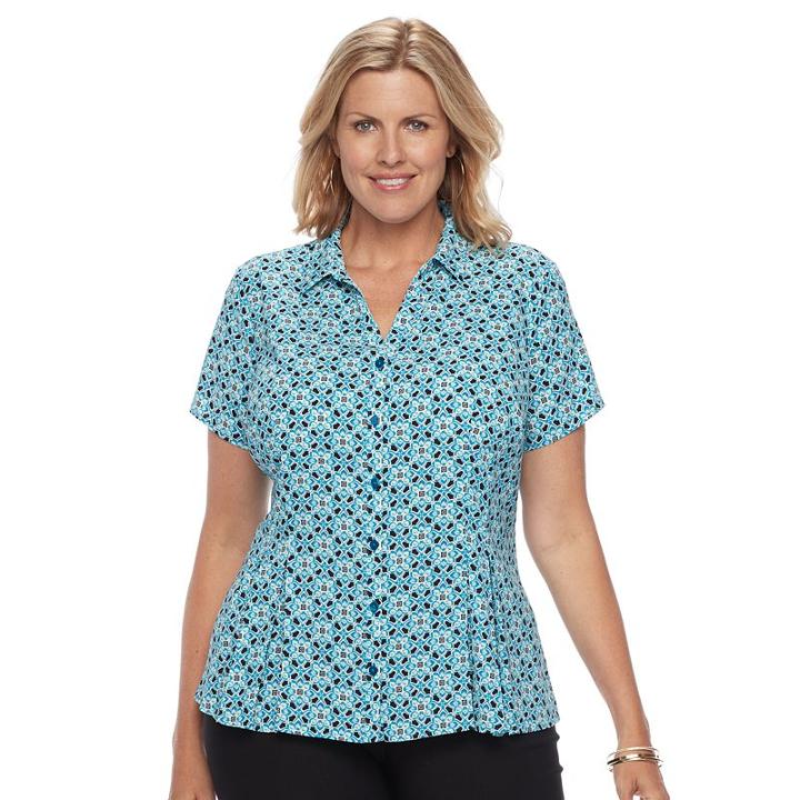 Plus Size Dana Buchman Release-pleat Blouse, Women's, Size: 1xl, Med Blue