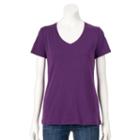 Women's Croft & Barrow&reg; Essential V-neck Tee, Size: Xl, Purple