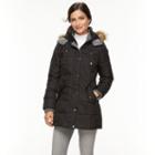 Women's Weathercast Hooded Puffer Jacket, Size: Large, Black